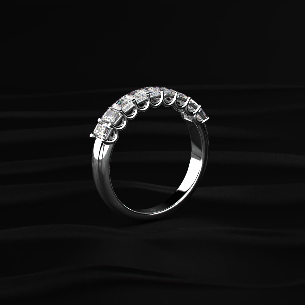 Emerald Cut Half Eternity Band