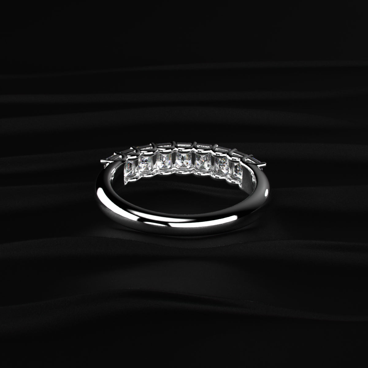 Emerald Cut Half Eternity Band