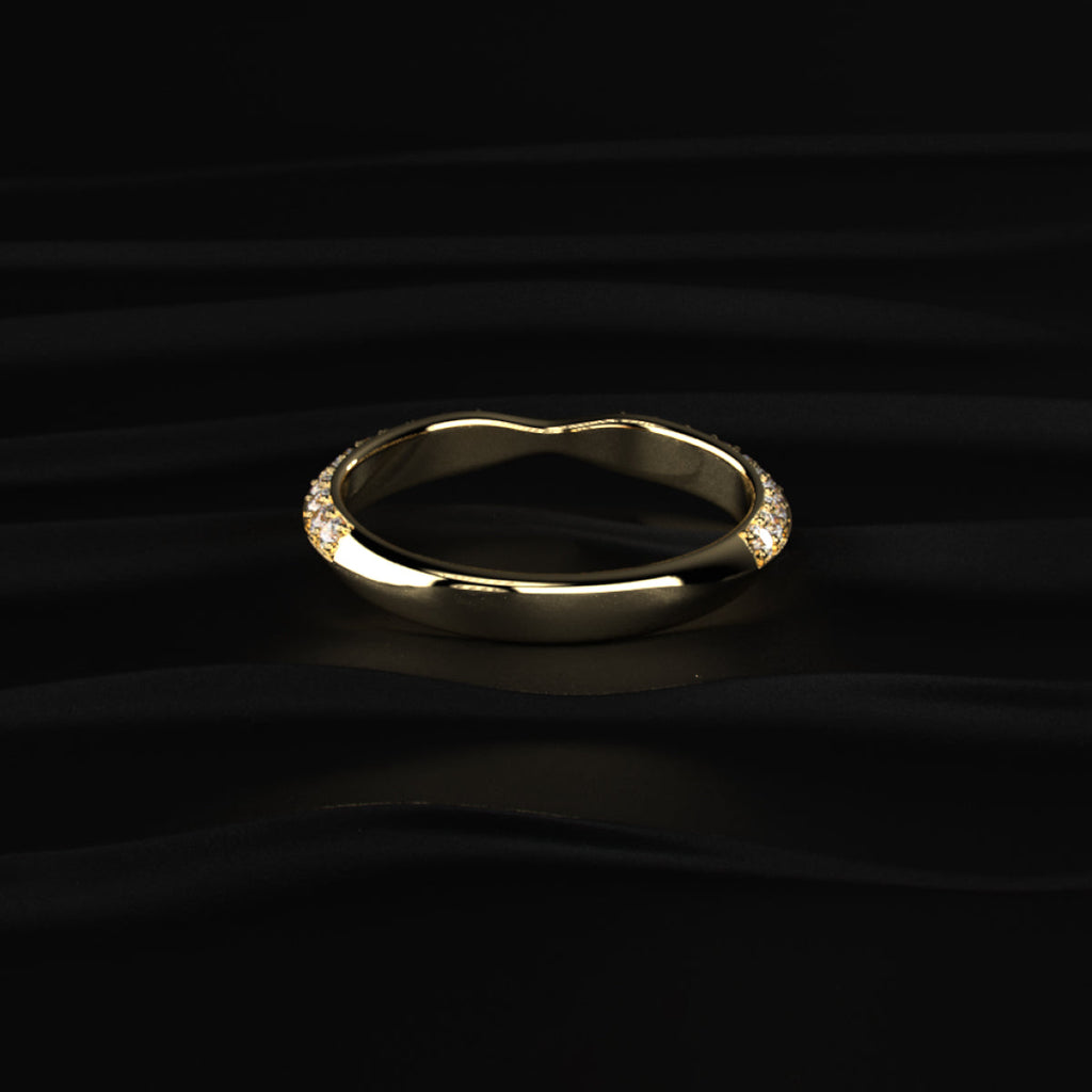 Curved Wedding Band For Round Diamond