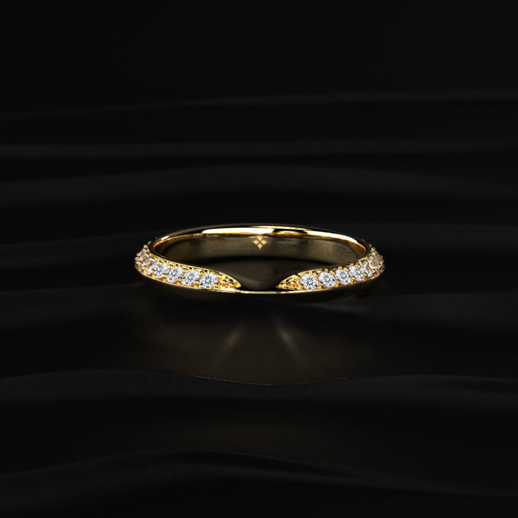 Curved Wedding Band For Round Diamond