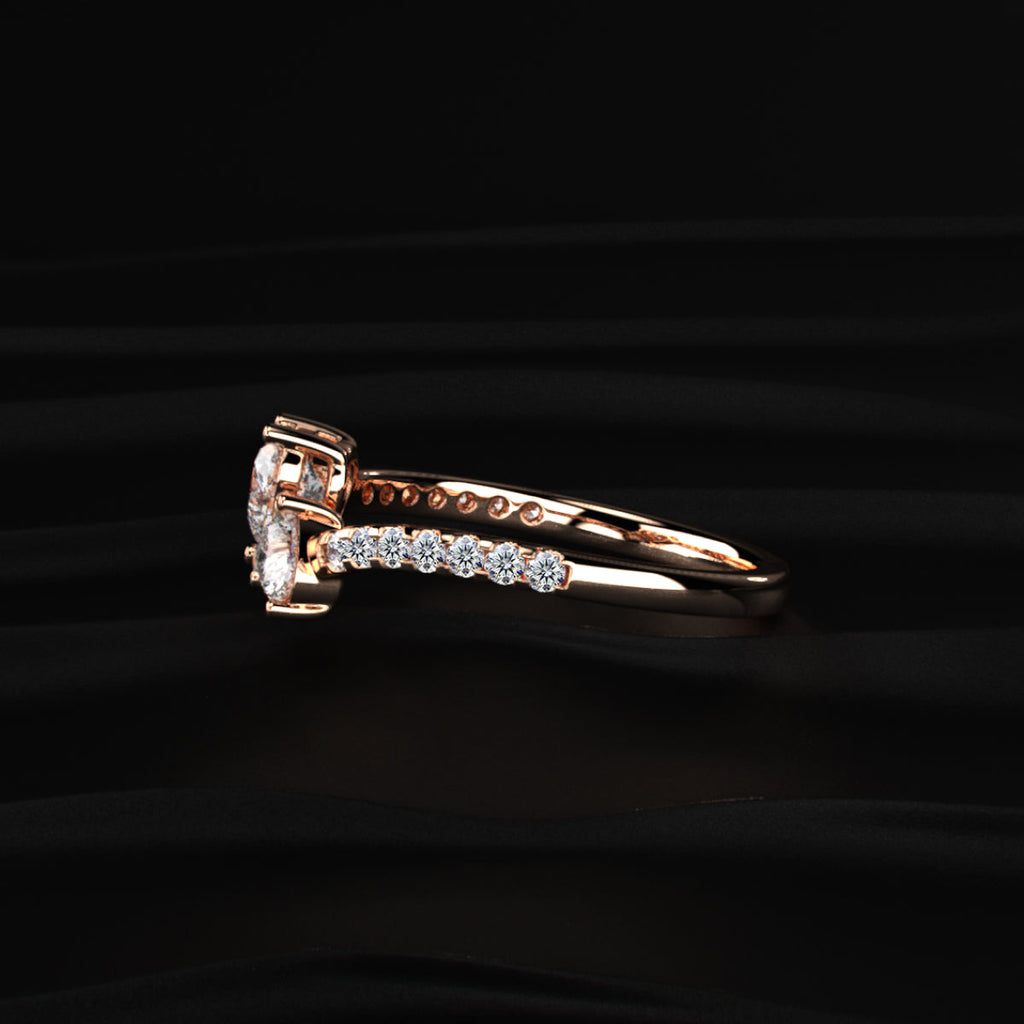 Dual Heart Ring With Side Diamonds