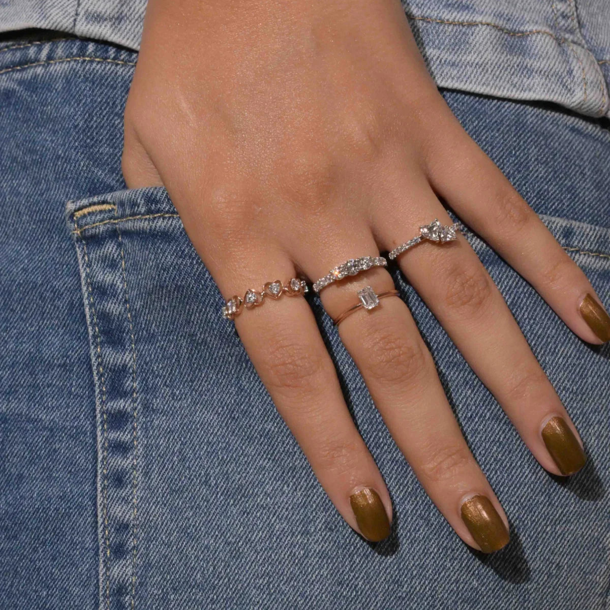 Dual Heart Ring With Side Diamonds