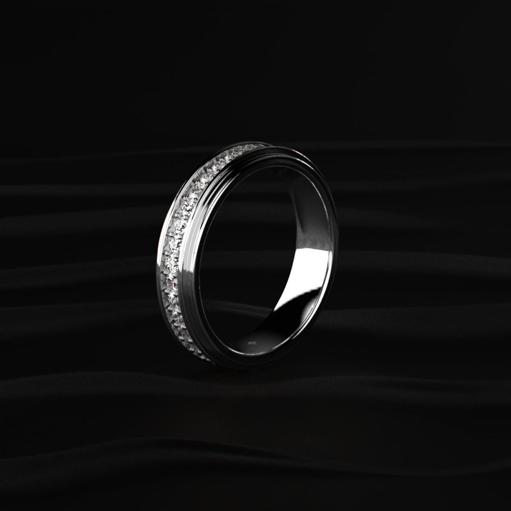 Pave Set Round Diamond Eternity Ring For Men