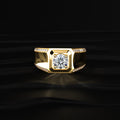 Round Solitaire Mens Ring With Accent Stone