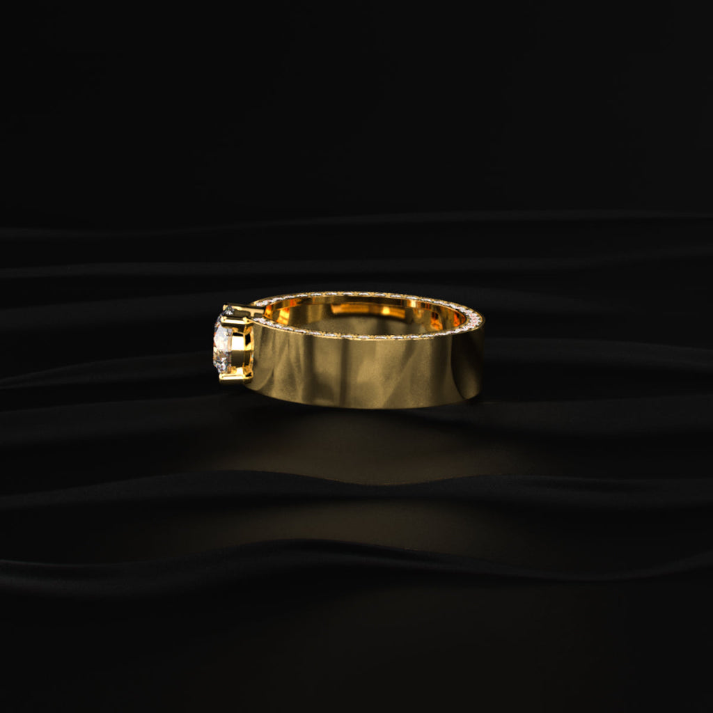 Round Solitaire Mens Ring With Hidden Diamond