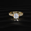 Cushion Cut Dual Split Pave Engagement Ring
