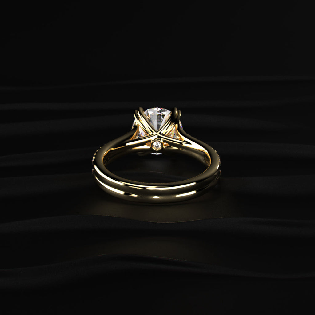 Round Cut Dual Split Pave Engagement Ring
