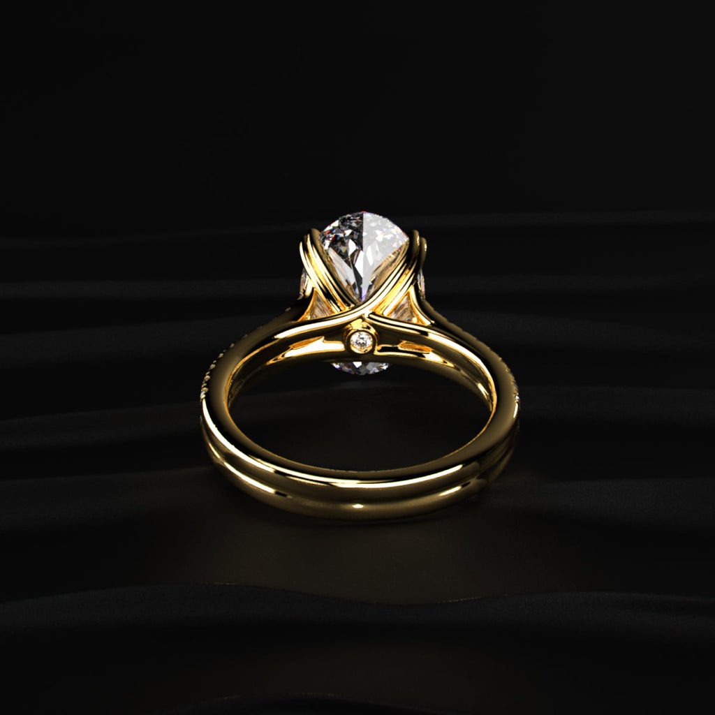 Oval Cut Dual Split Pave Engagement Ring