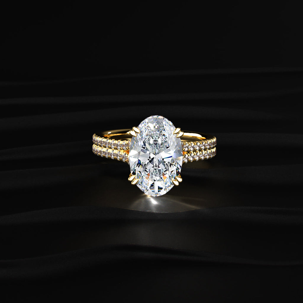 Oval Cut Dual Split Pave Engagement Ring