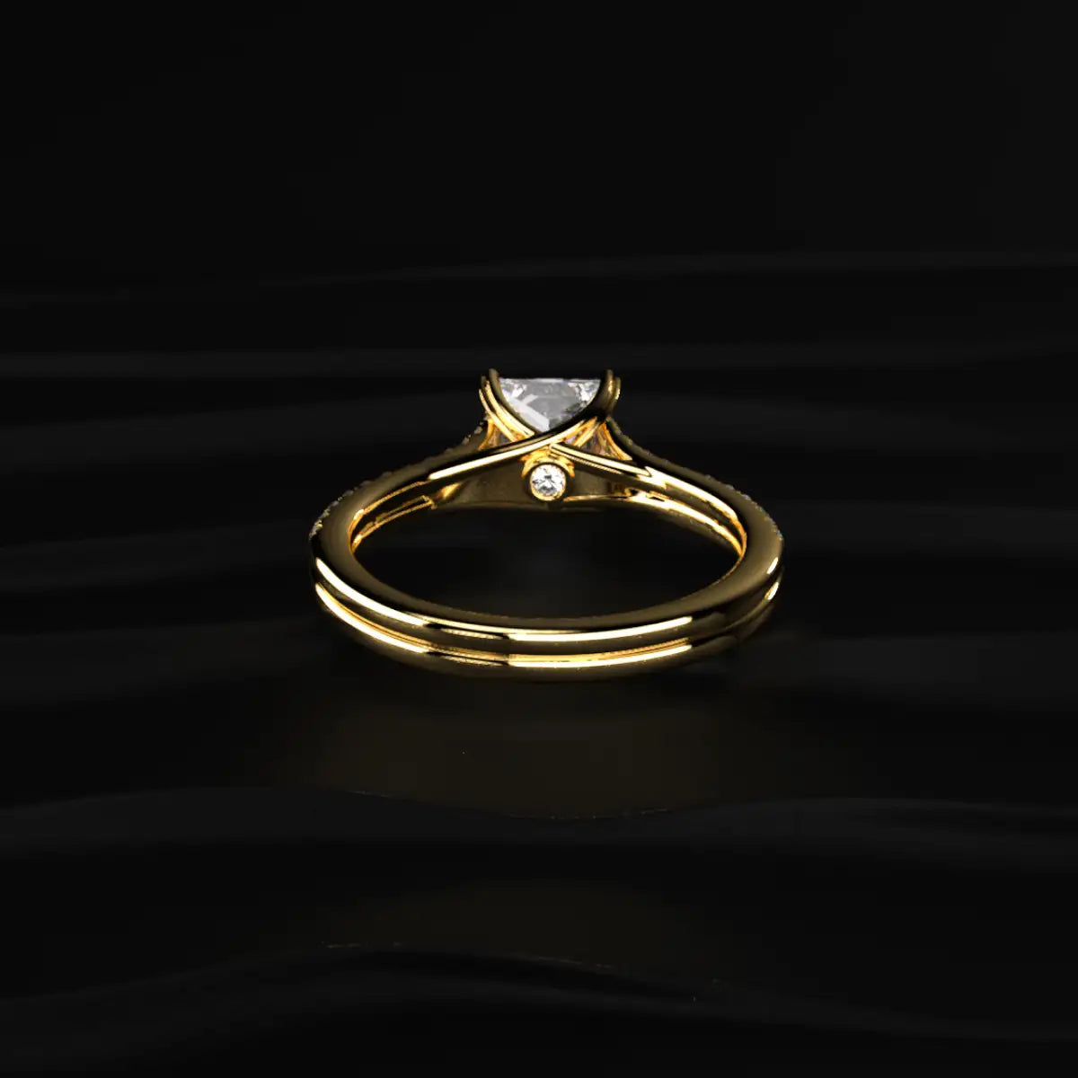 Princess Cut Dual Pave Split Engagement Ring