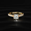 Princess Cut Dual Pave Split Engagement Ring