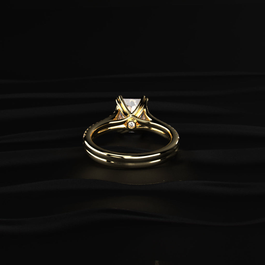 Radiant Cut Dual Split Pave Engagement Ring