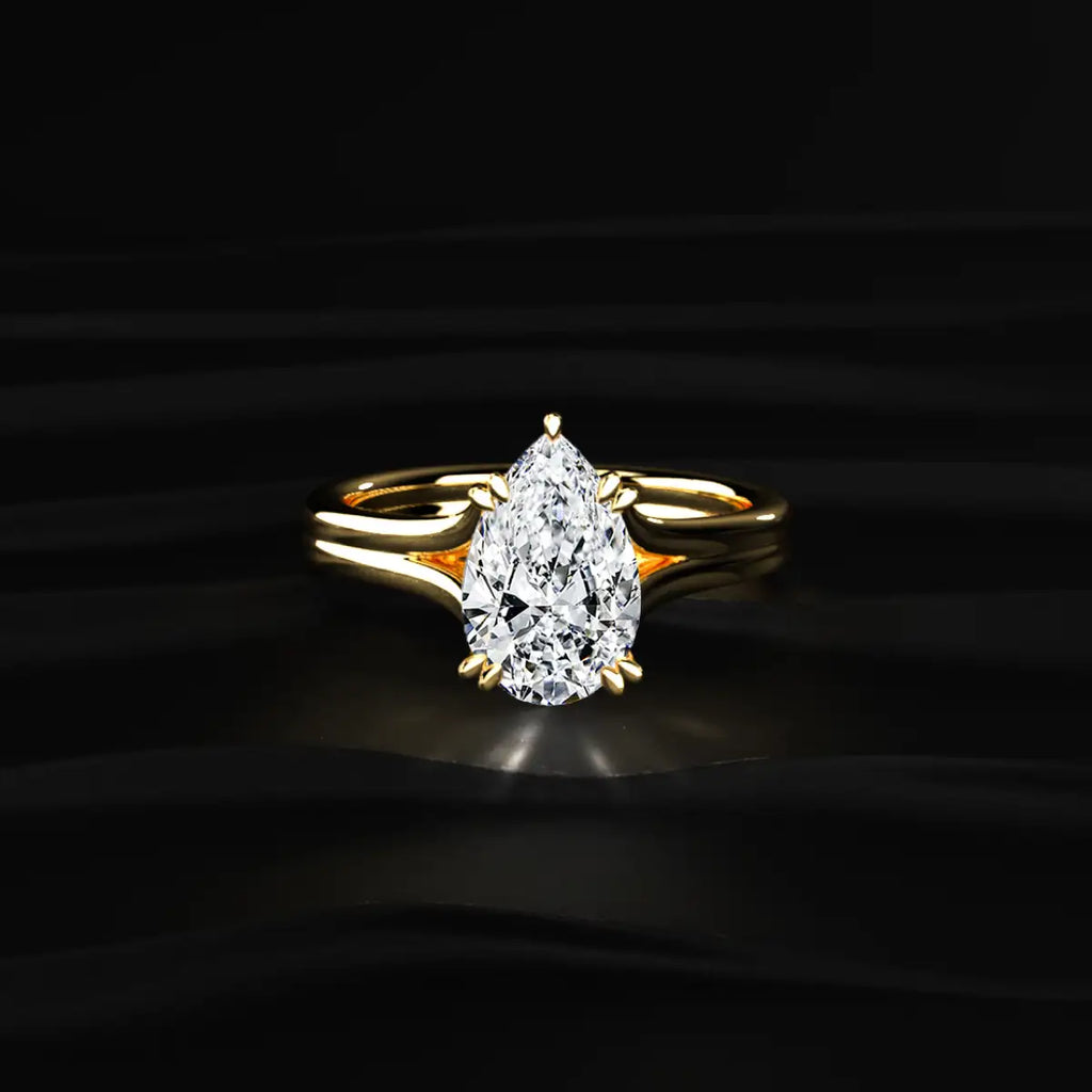 Pear Solitaire Double Prong Split Shank Engagement Ring