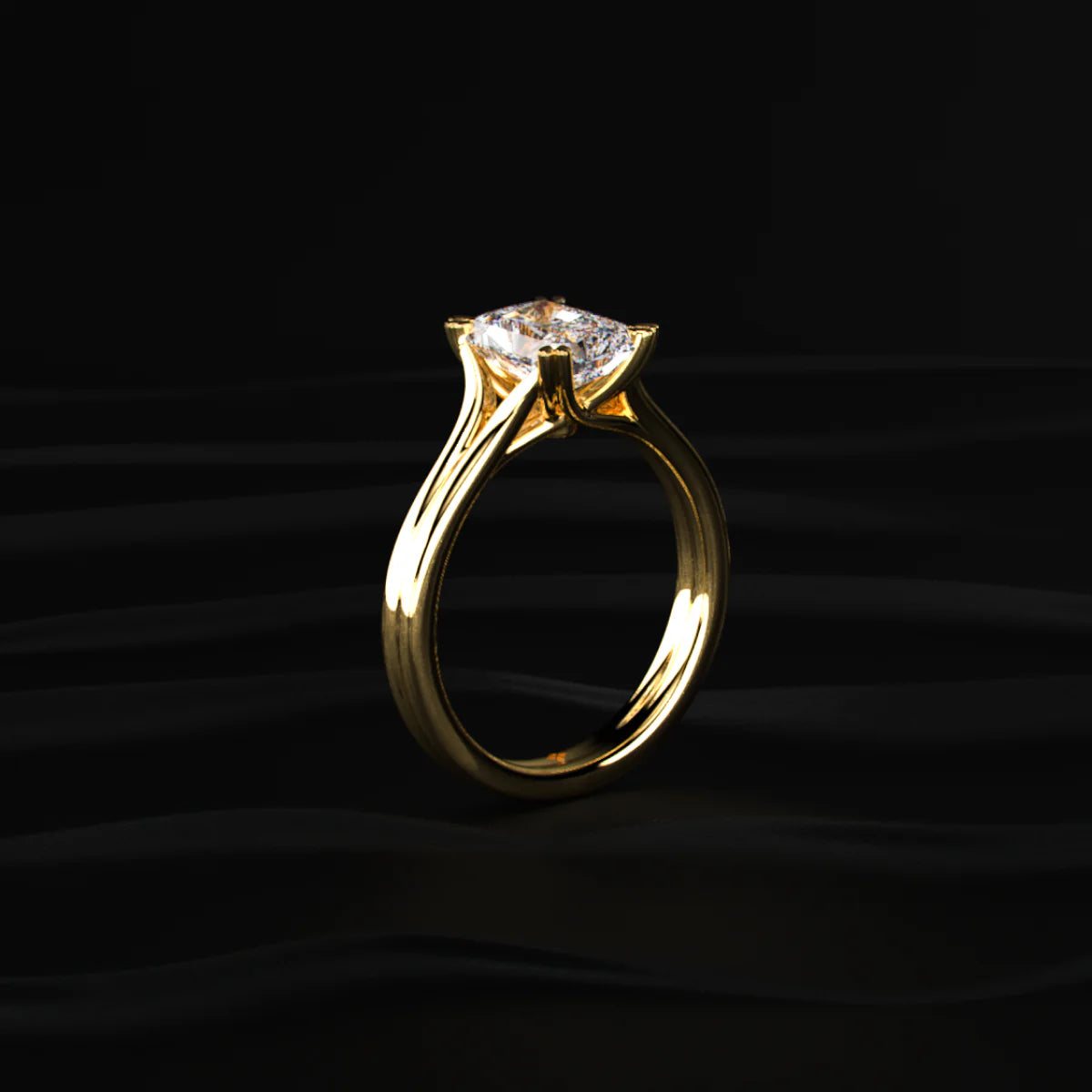 Radiant Solitaire Double Prong Split Shank Engagement Ring