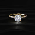 Cushion Cut Split Shank Single Pave Engagement Ring
