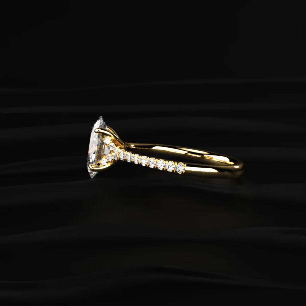 Oval Cut Split Shank Single Pave Engagement Ring