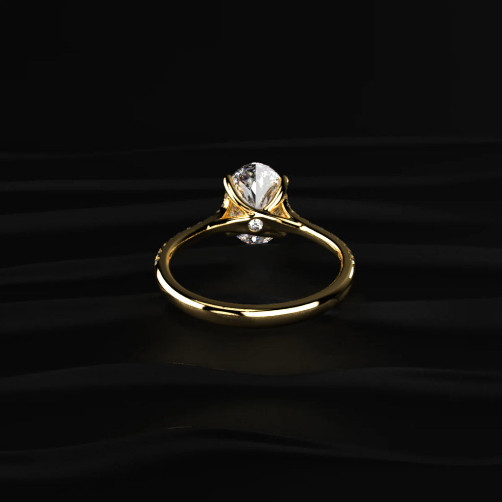 Oval Cut Split Shank Single Pave Engagement Ring