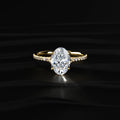 Oval Cut Split Shank Single Pave Engagement Ring