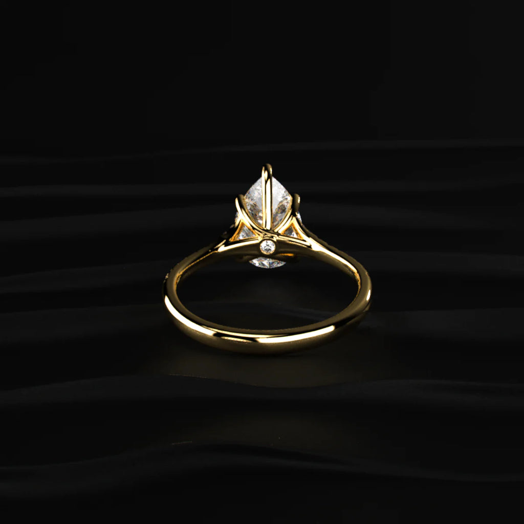 Pear Cut Split Shank Single Pave Engagement Ring
