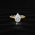 Pear Cut Split Shank Single Pave Engagement Ring