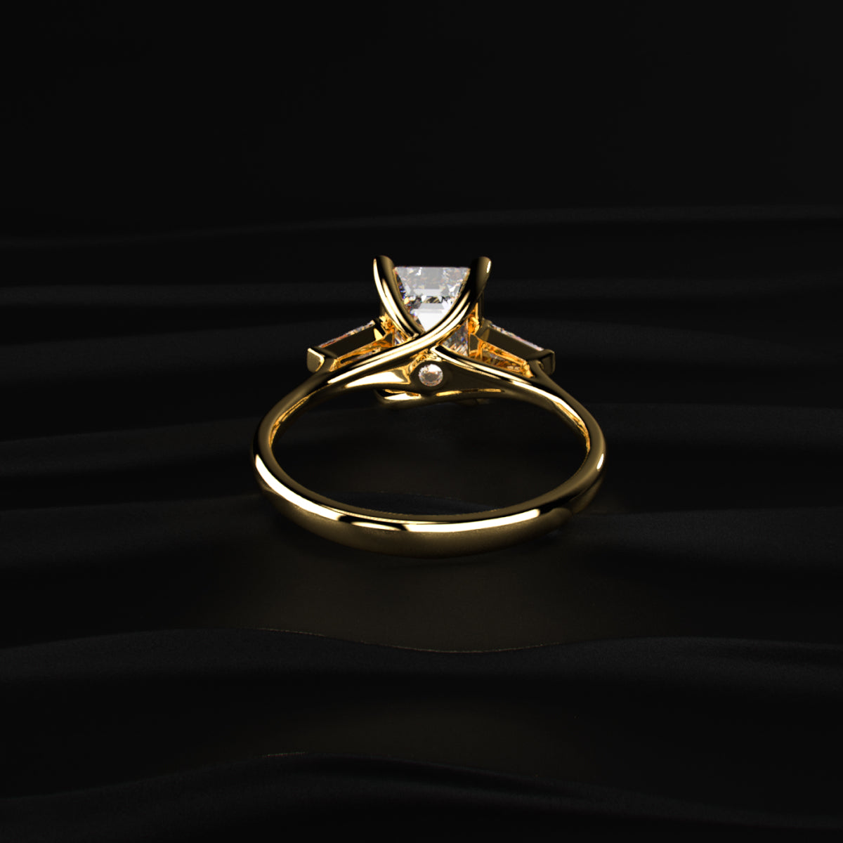 Emerald Solitaire Engagement Ring With Tapered Baguette