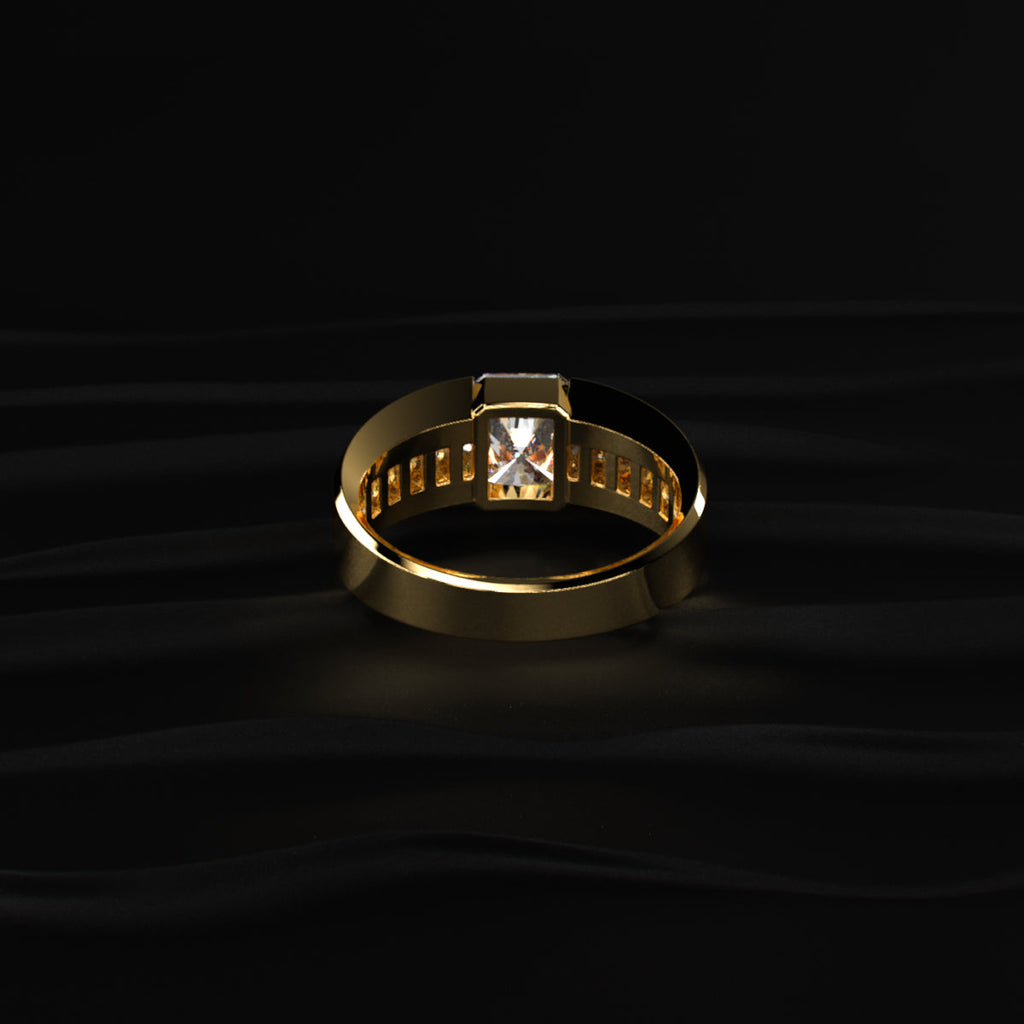 Radiant Cut Diamond Channel Men'S Ring