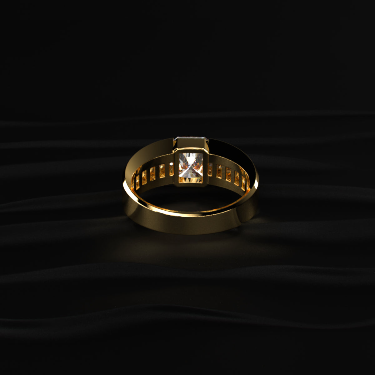 Radiant Cut Diamond Channel Men'S Ring