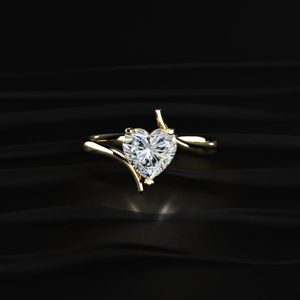 Heart Solitaire Bypass Shank Ring