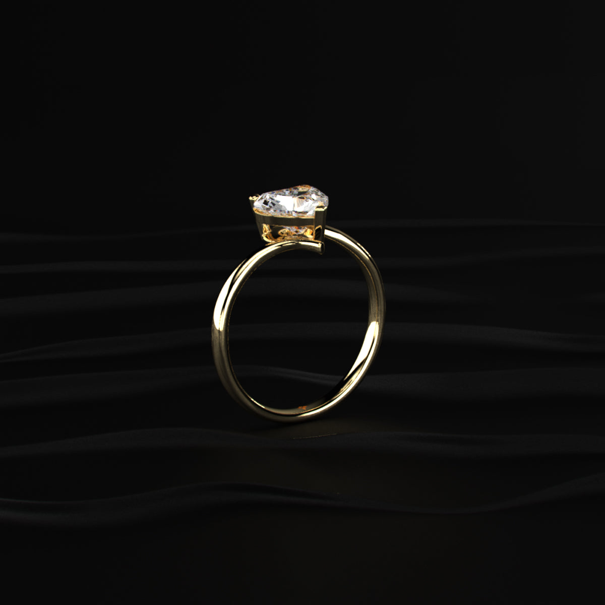 Heart Solitaire Bypass Shank Ring