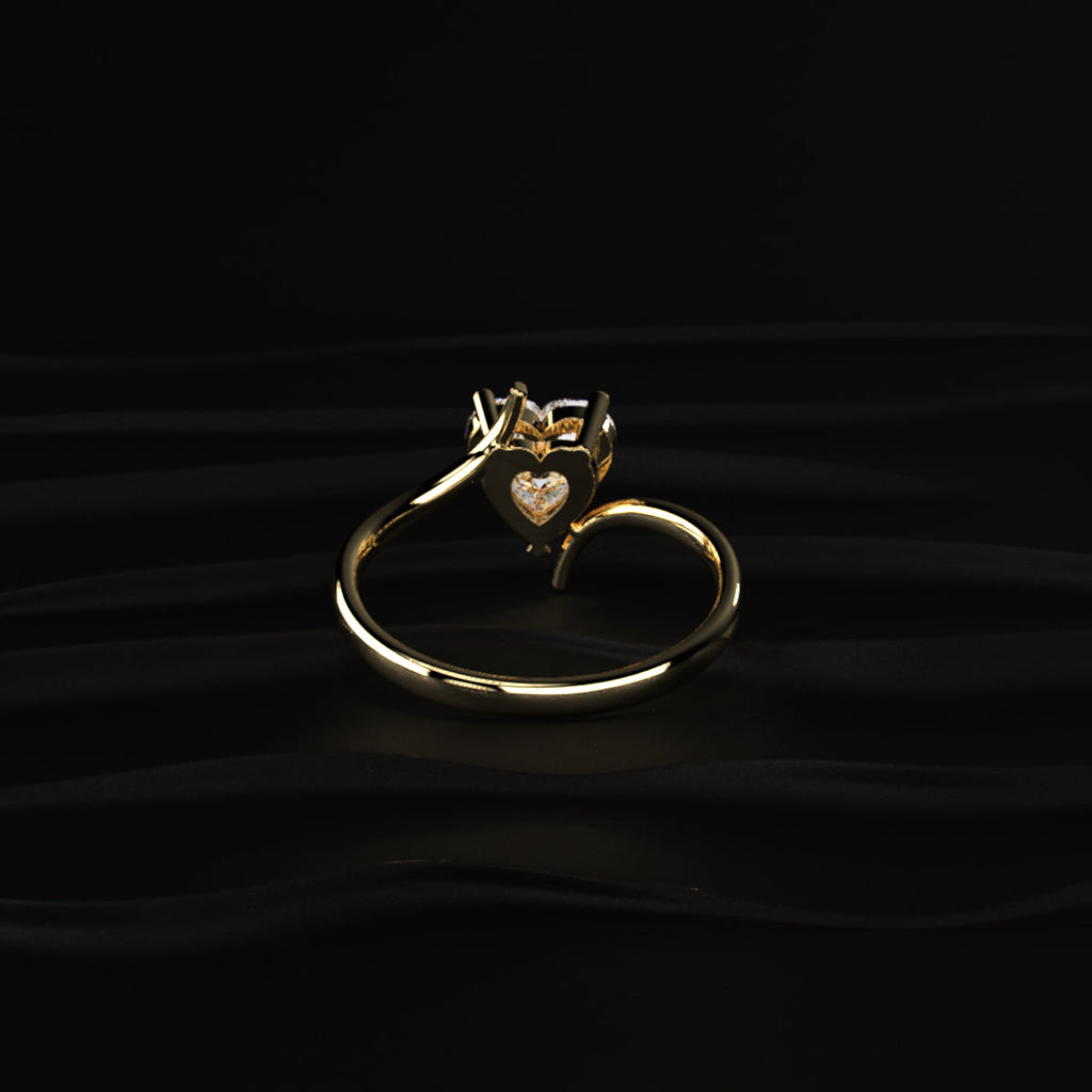 Heart Solitaire Bypass Shank Ring