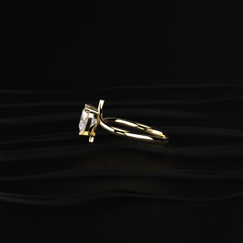 Heart Solitaire Bypass Shank Ring