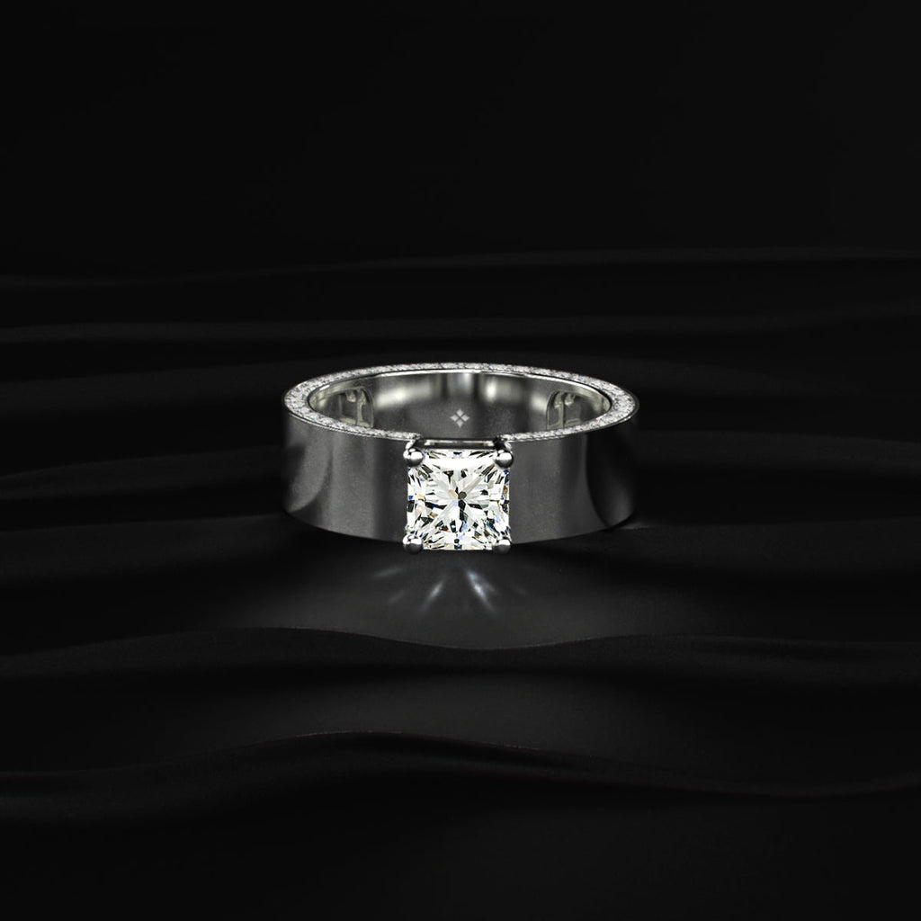 Princess Solitaire Men's Ring With Hidden Diamond