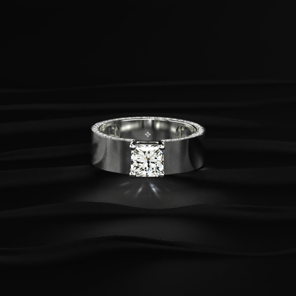 Princess Solitaire Men's Ring With Hidden Diamond