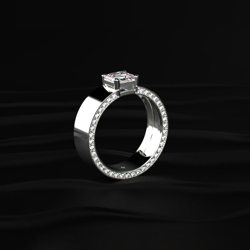 Princess Solitaire Men's Ring With Hidden Diamond