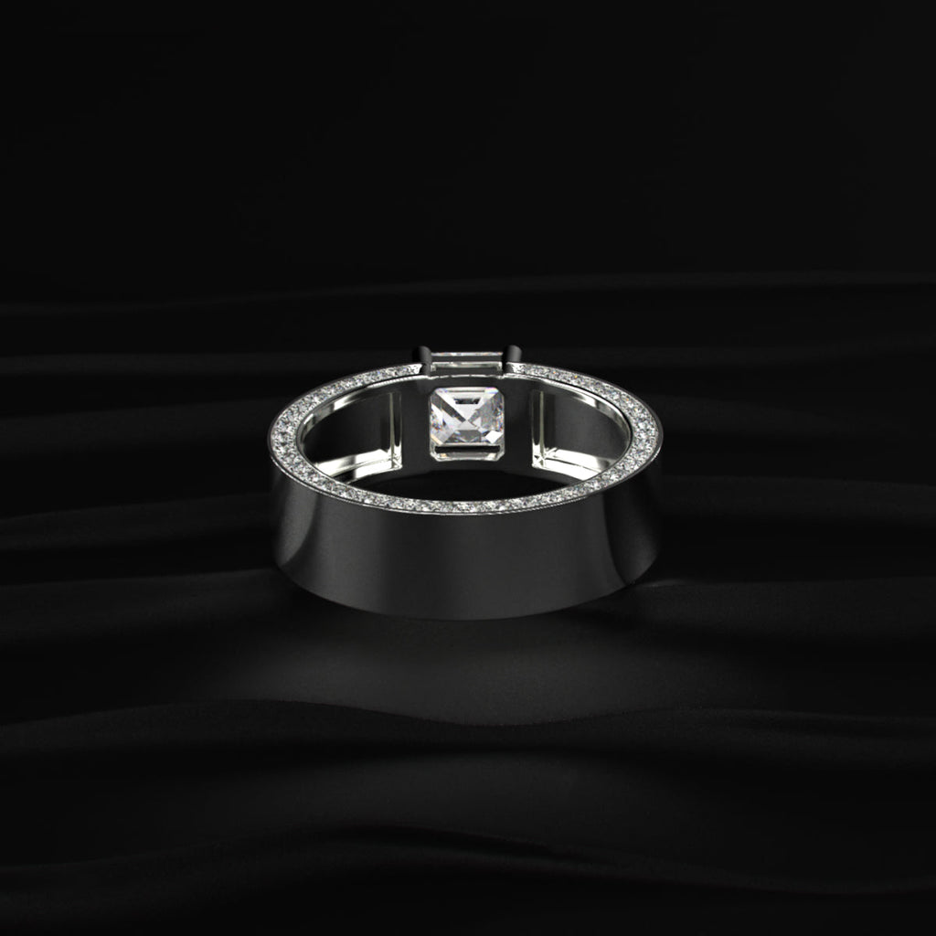 Princess Solitaire Men's Ring With Hidden Diamond