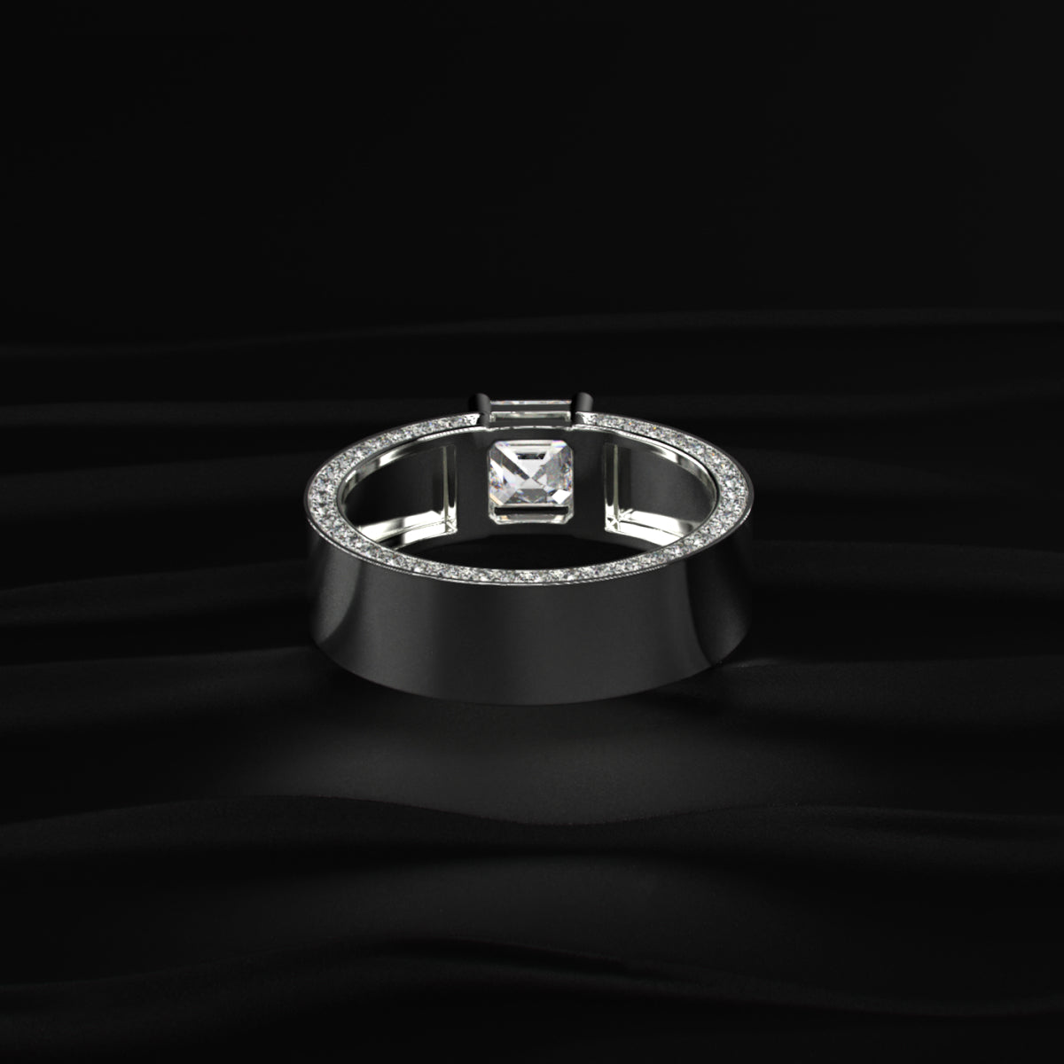 Princess Solitaire Men's Ring With Hidden Diamond