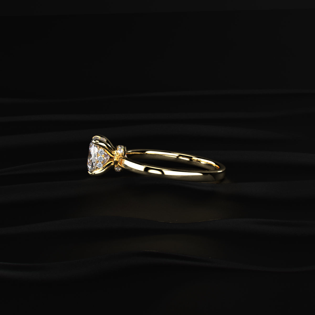 Cushion Solitaire With Double Hidden Halo Ring