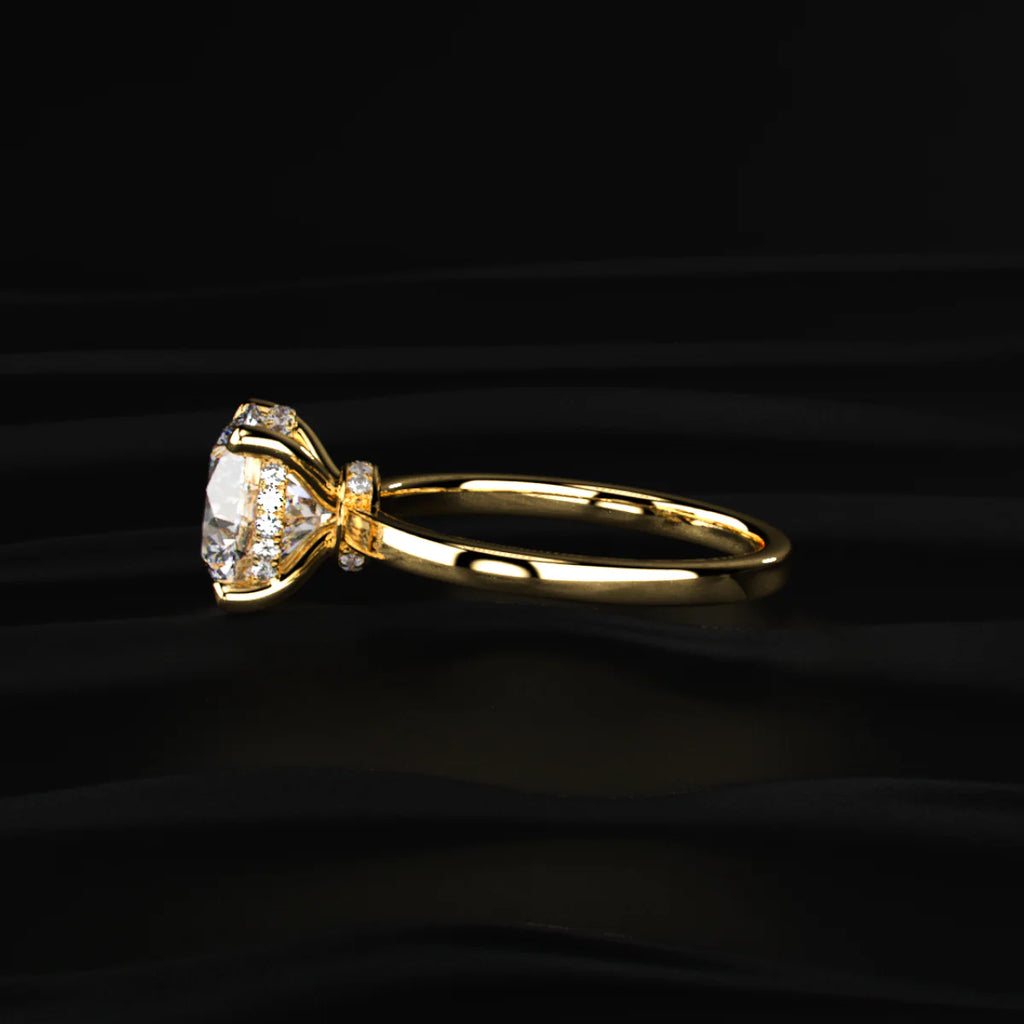 Round Solitaire With Double Hidden Halo Ring
