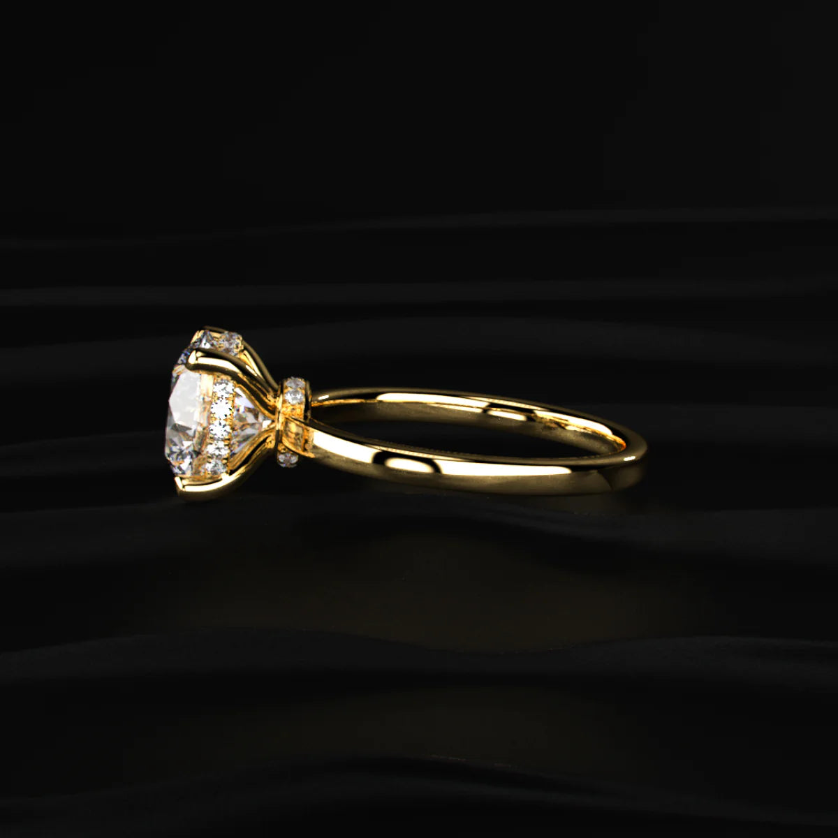 Round Solitaire With Double Hidden Halo Ring