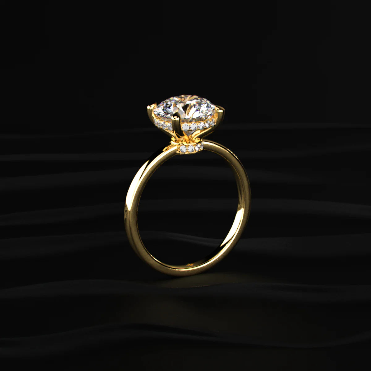 Round Solitaire With Double Hidden Halo Ring