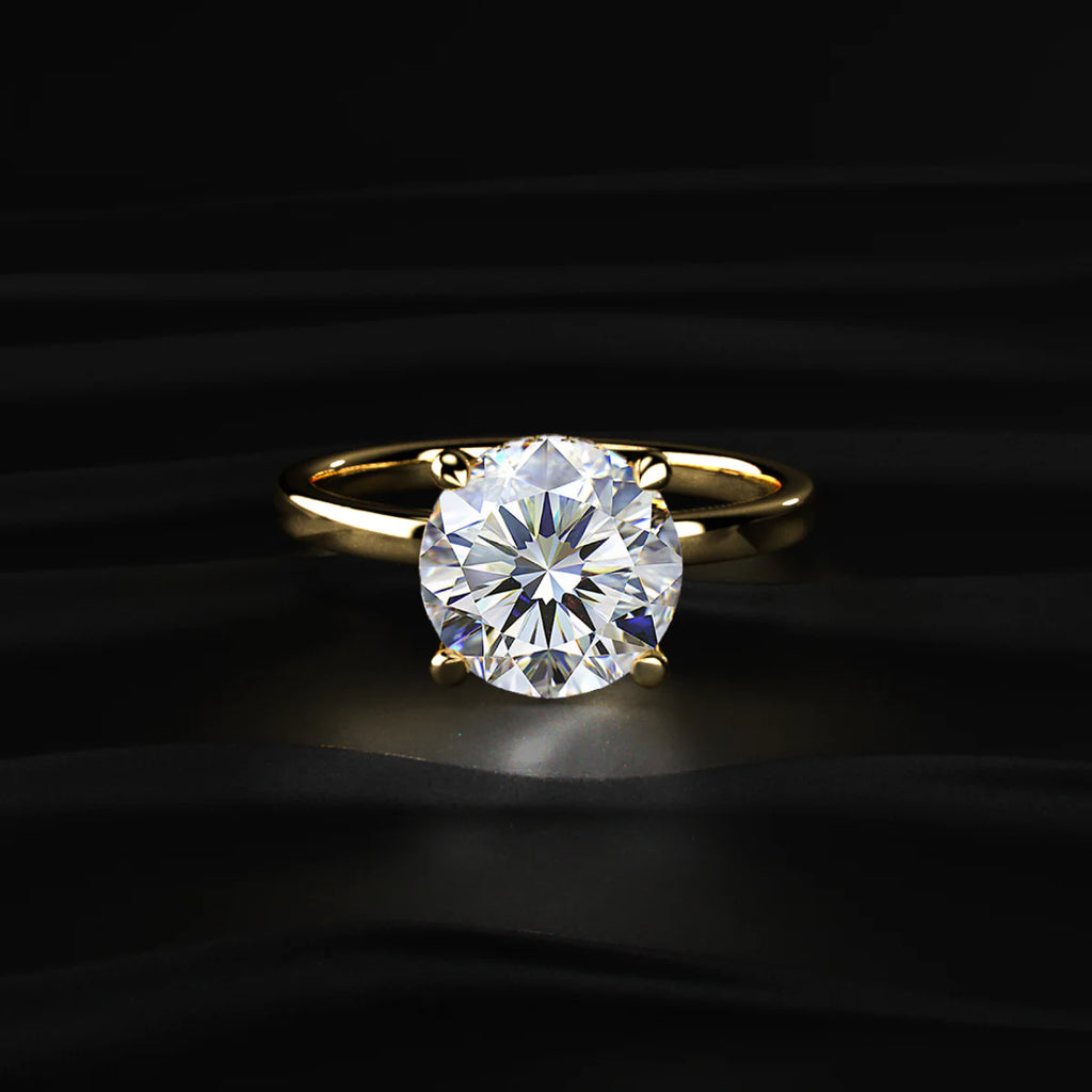 Round Solitaire With Double Hidden Halo Ring