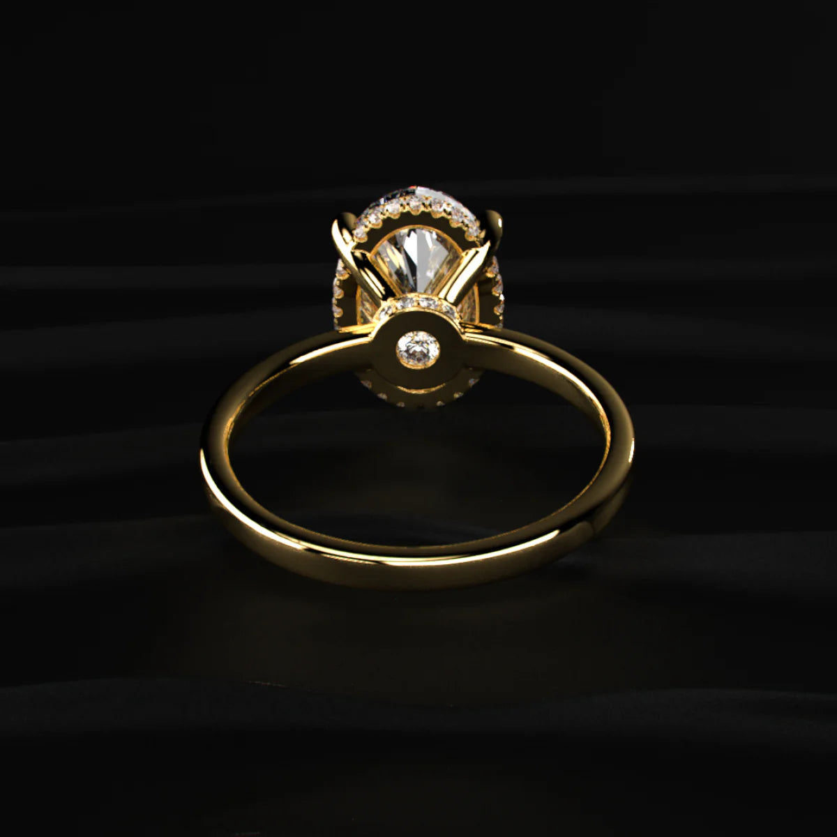 Oval Solitaire Double Hidden Halo Ring