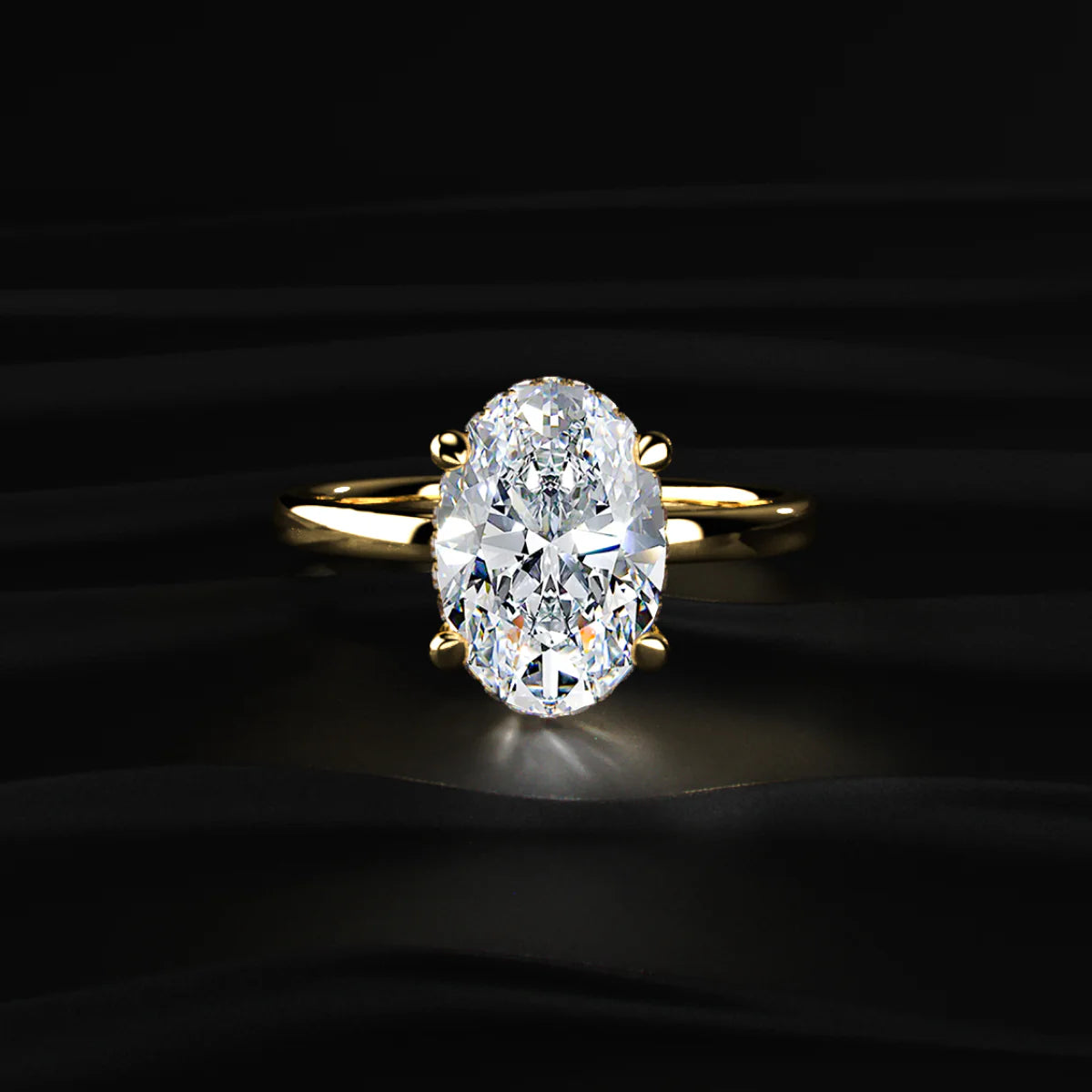 Oval Solitaire Double Hidden Halo Ring