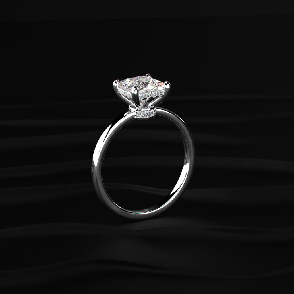 Princess Solitaire With Double Hidden Halo Ring