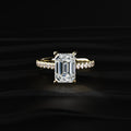 Emerald Shape Solitaire With Double Hidden Halo Ring