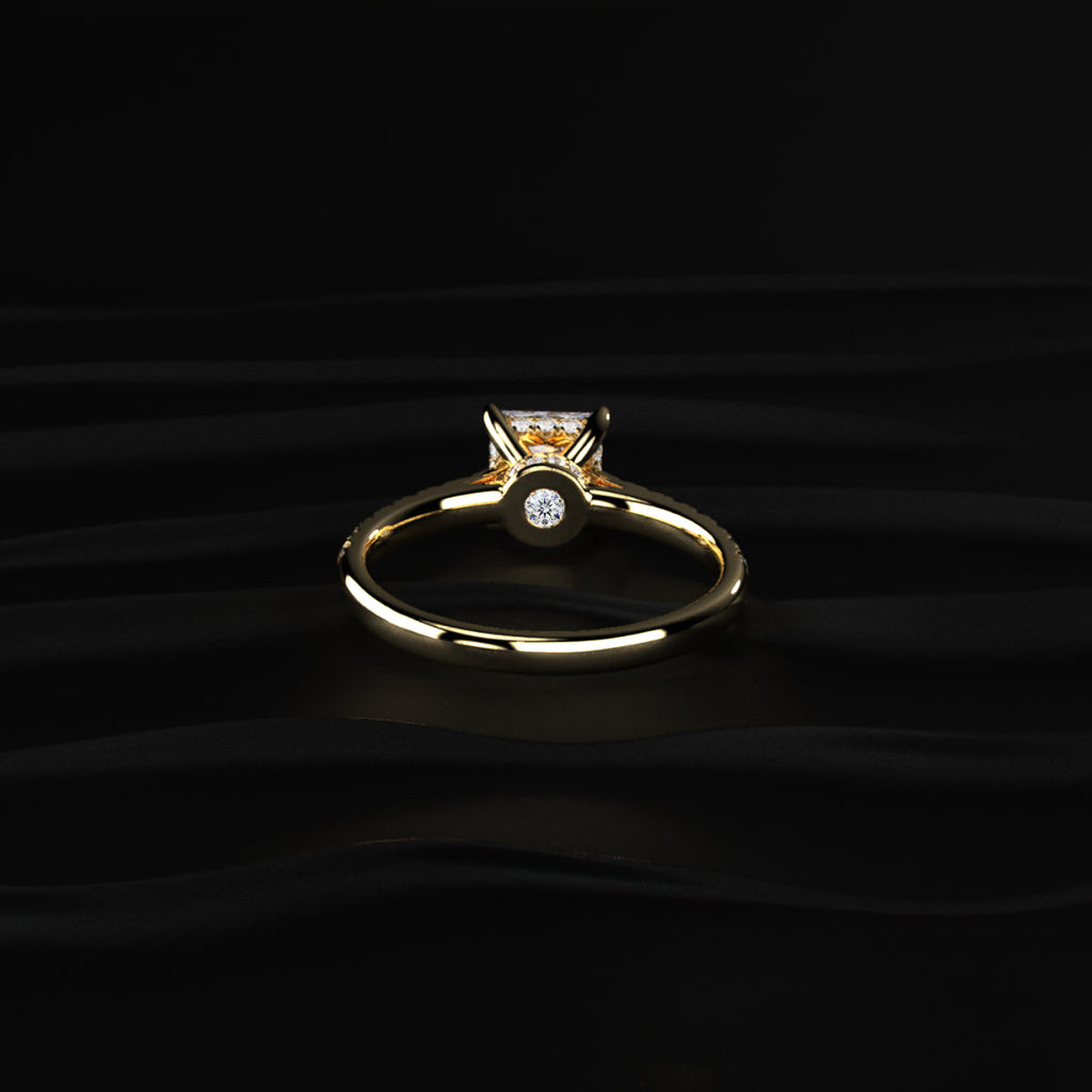 Princess Shape Solitaire With Double Hidden Halo Ring