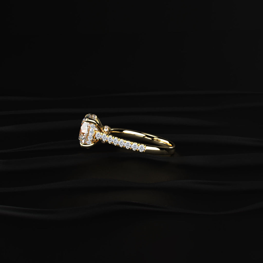 Round Shape Solitaire With Double Hidden Halo Ring