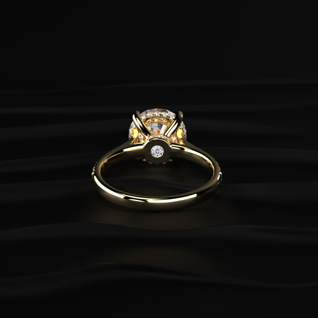 Round Shape Solitaire With Double Hidden Halo Ring