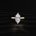 Marquise Solitaire Double Hidden Halo Cathedral Ring