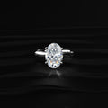 Oval Solitaire Double Hidden Halo Cathedral Ring